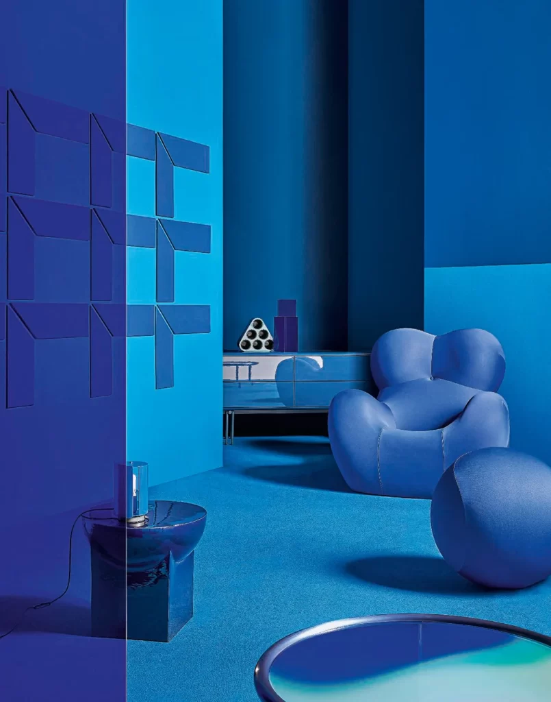 Textile flooring in an open-plan space with a coordinated design