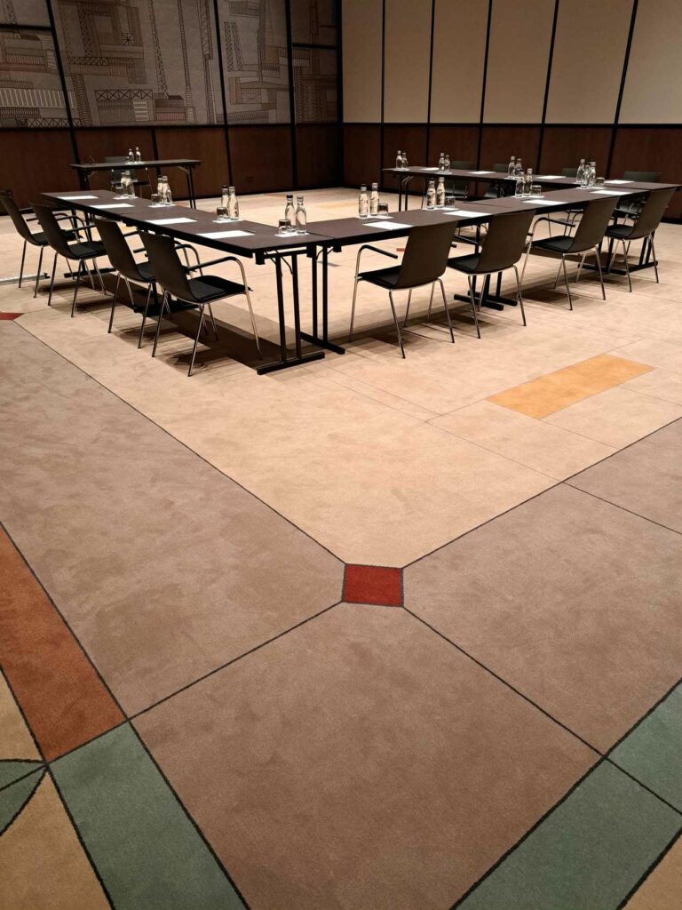 Custom carpet solution matching architectural concept of design hotel