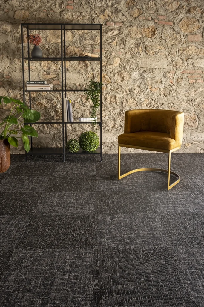 Moquette modulaire avec effets optiques géométriques pour espaces modernes