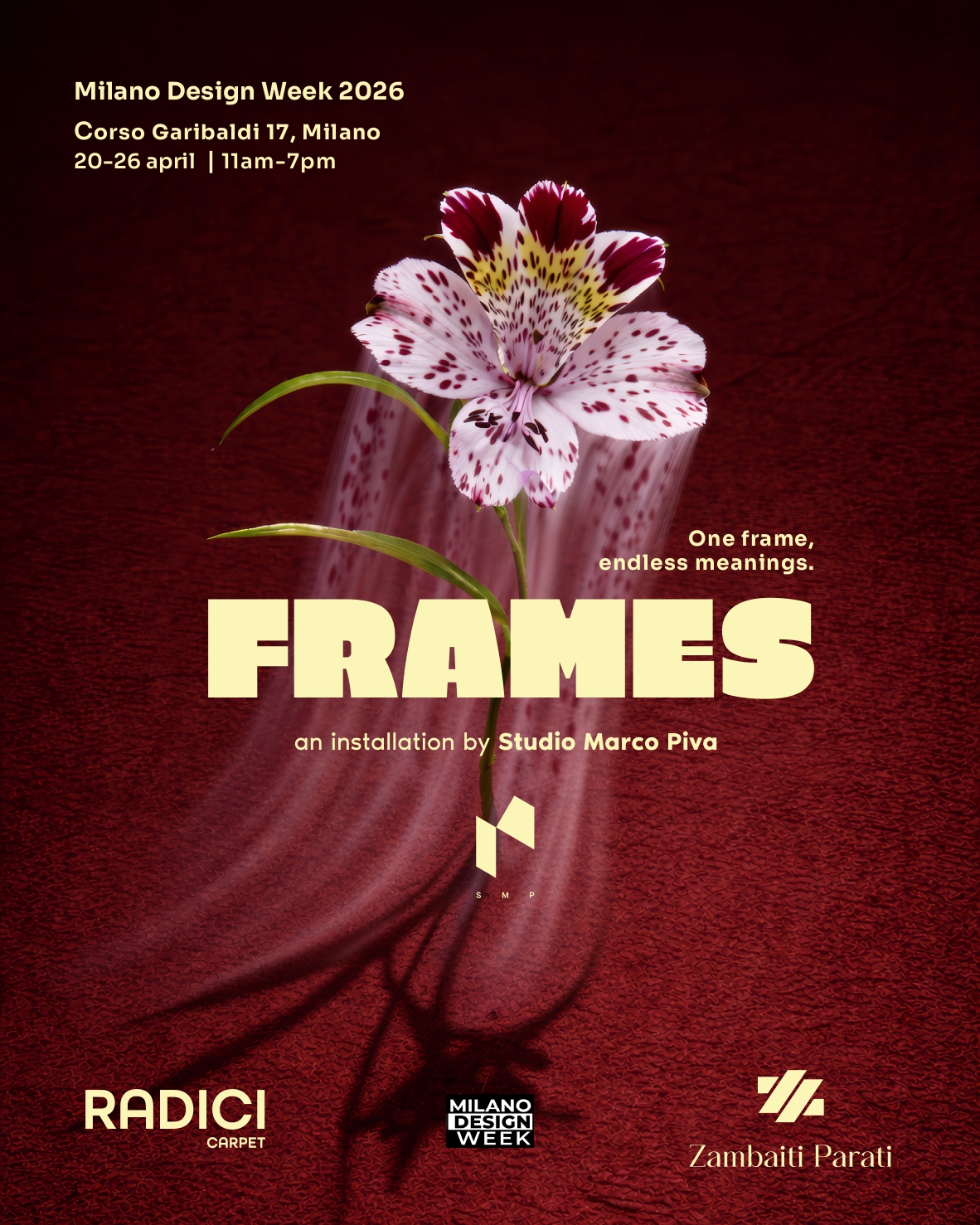 Invito FRAMES radici carpet zambaiti parati, Marco Piva Fuorisalone Milano Design Week